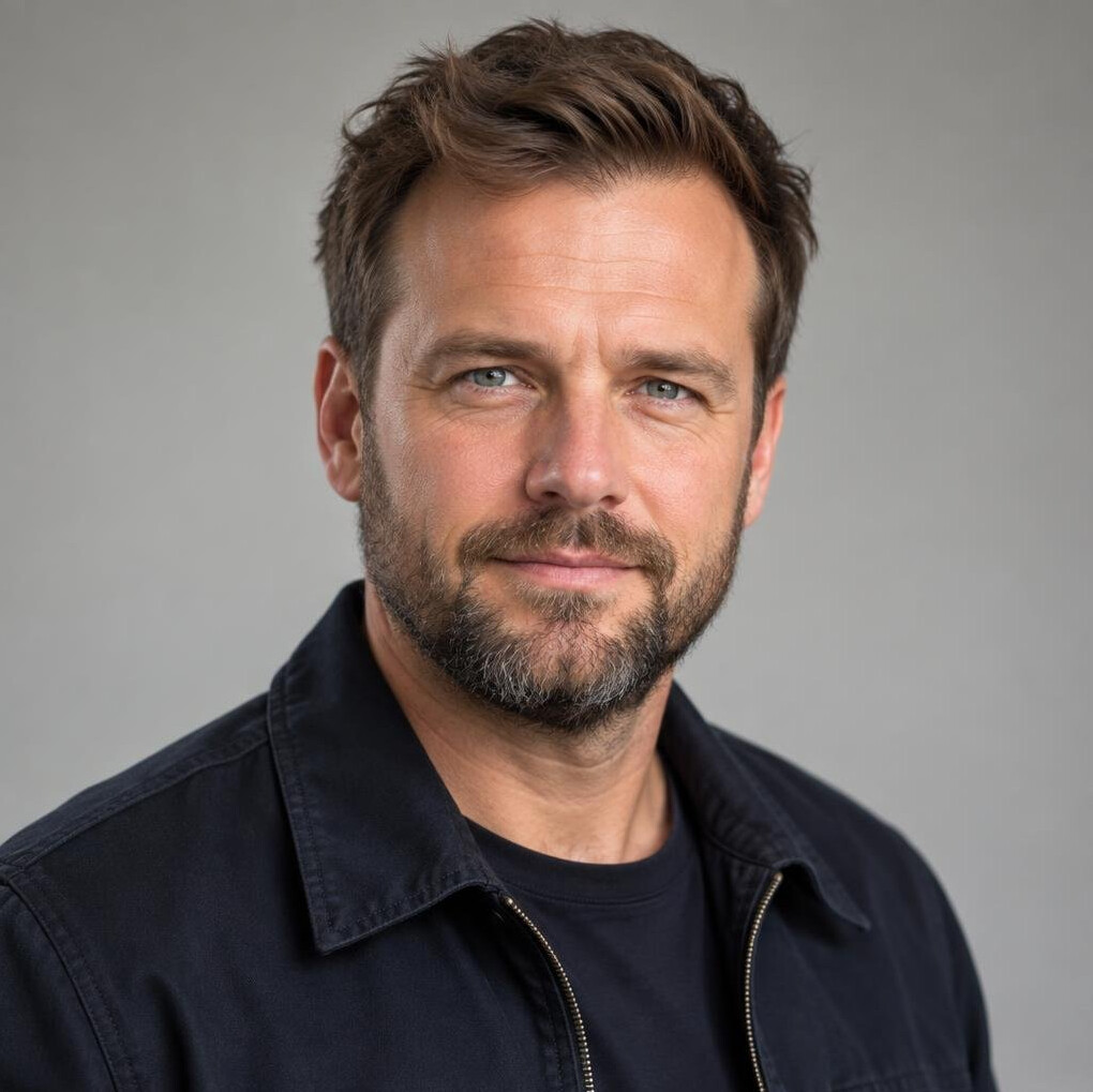 Portrait of a bearded man looking at the camera